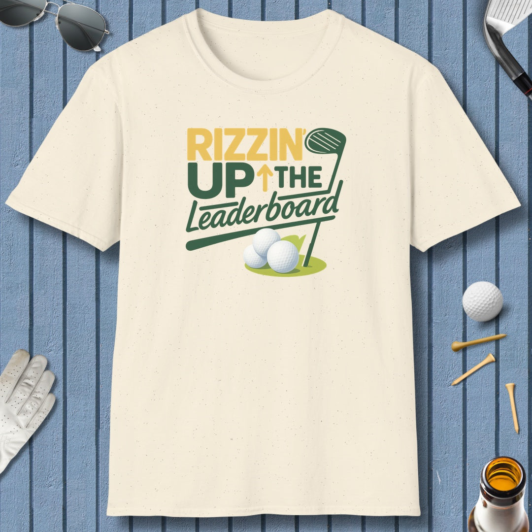 Rizzin' Up The Leaderboard - Adult Golf T-Shirt in Natural