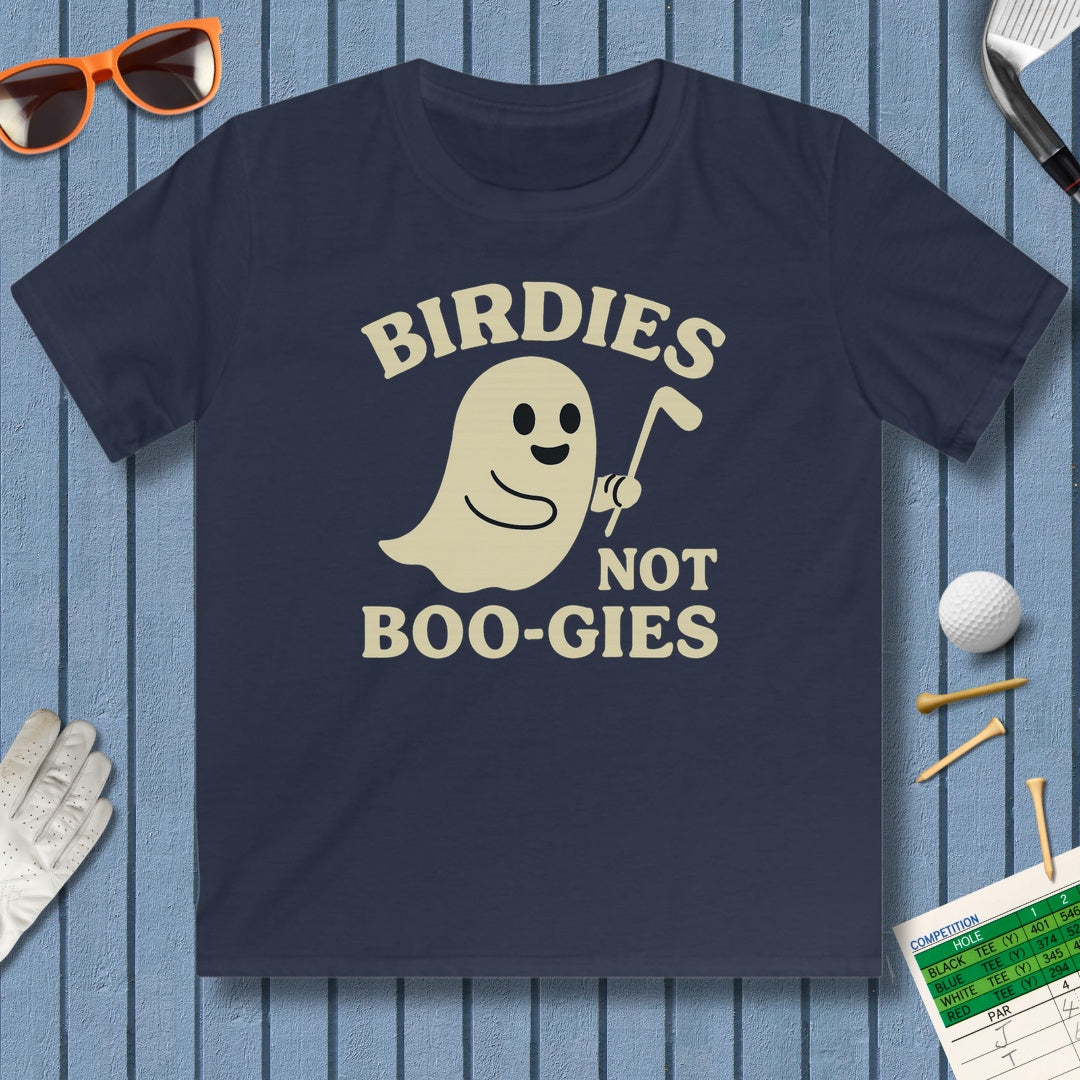Birdies not BOO-GIES - Youth Golf T-Shirt in Navy