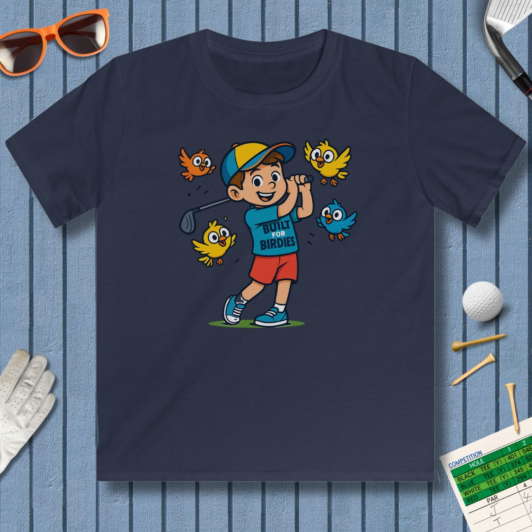 Built for Birdies - Youth Golf T-Shirt in Navy