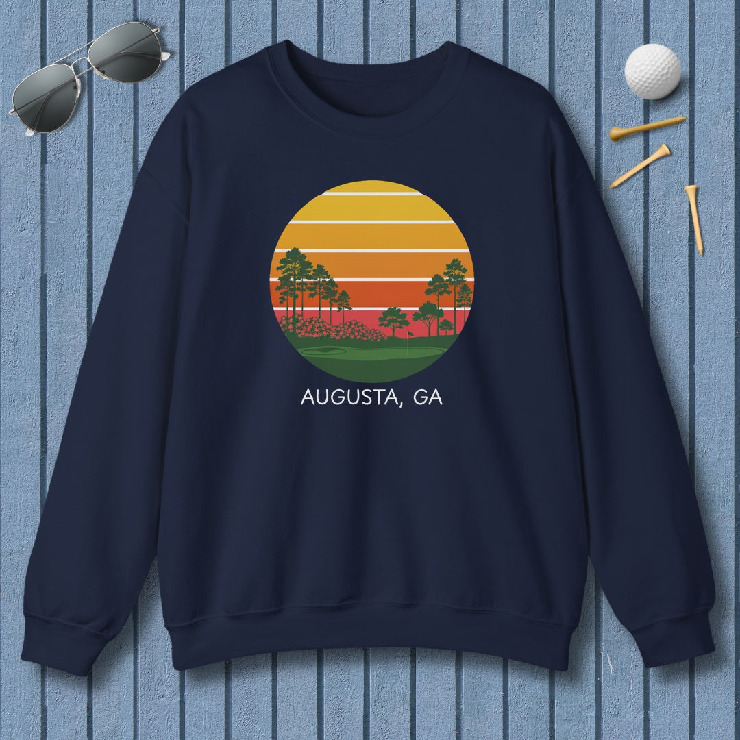 Retro Sunset - Augusta - Adult Golf Sweatshirt in Navy