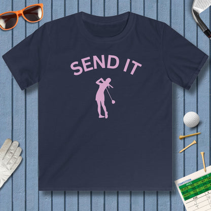 SEND IT (Female) - Youth Golf T-Shirt in Navy