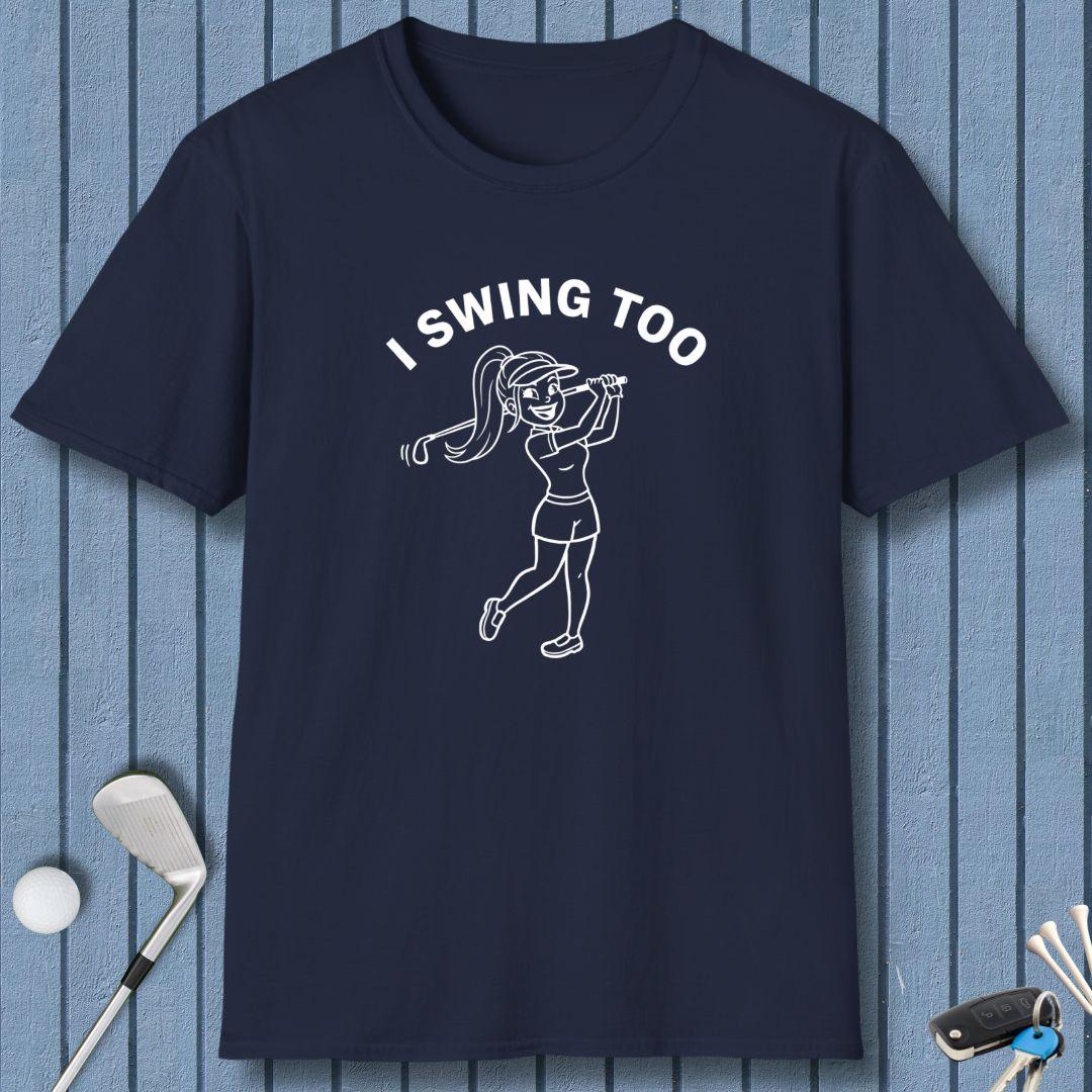 Retro “I SWING TOO” Women’s Golf T-Shirt – Funny Vintage Golf Design