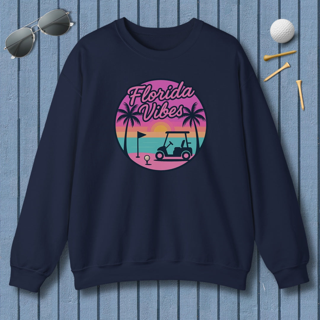 Golf Vibes - Florida Sunshine Edition - Adult Golf Sweatshirt in Navy