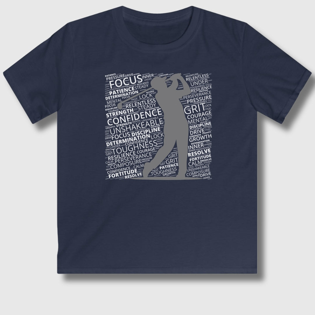 Unleash Your Mental Game (Male) - Youth Golf T-Shirt in Navy