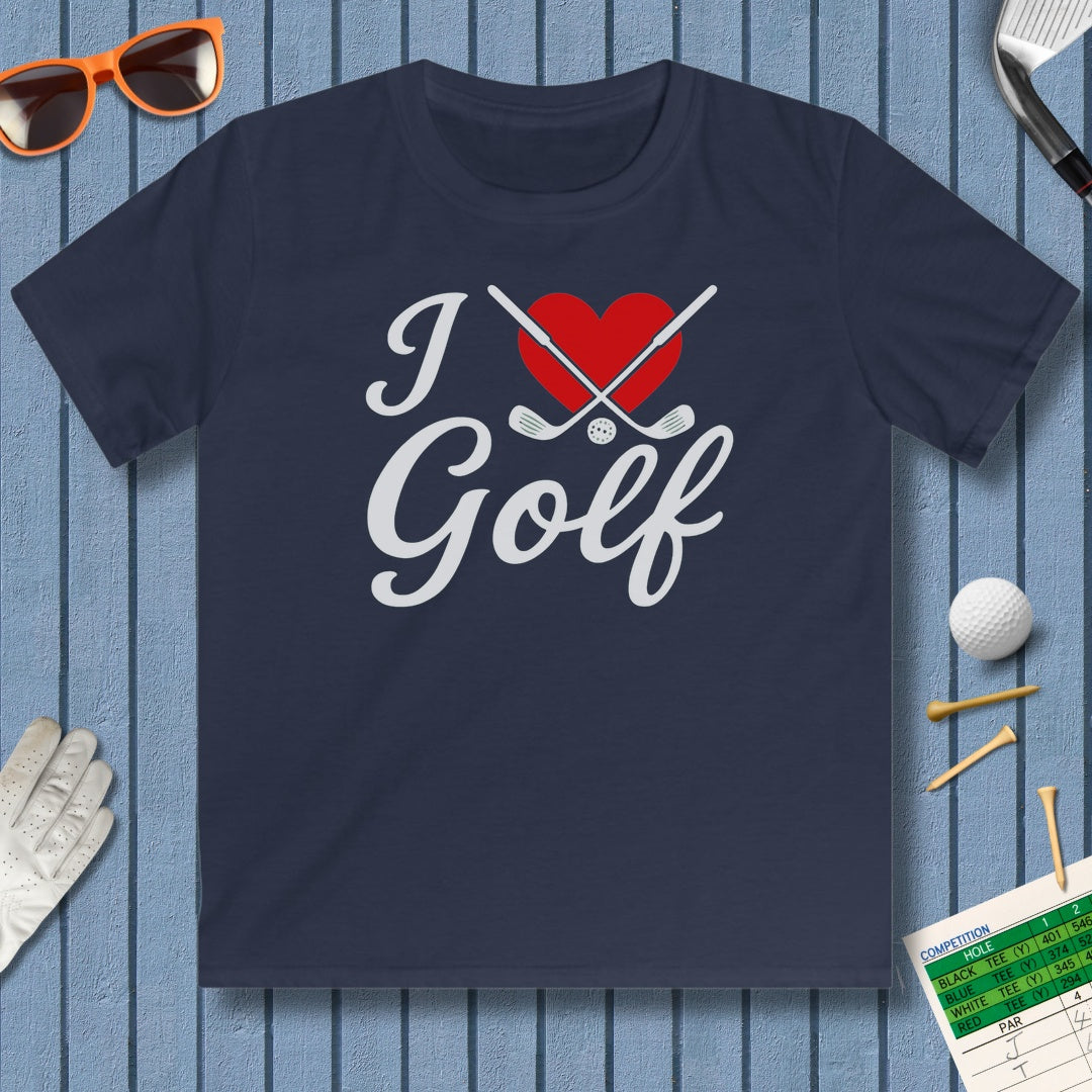 I Love Golf - Youth Golf T-Shirt in Navy