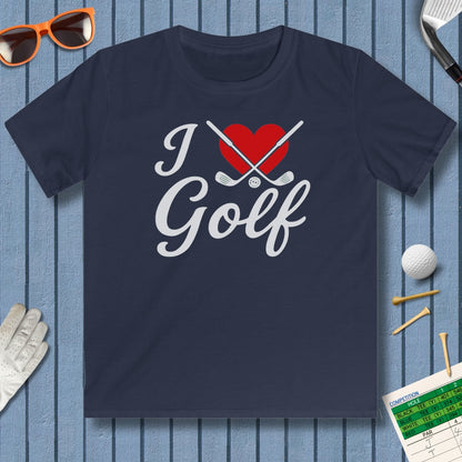 I Love Golf - Youth Golf T-Shirt in Navy