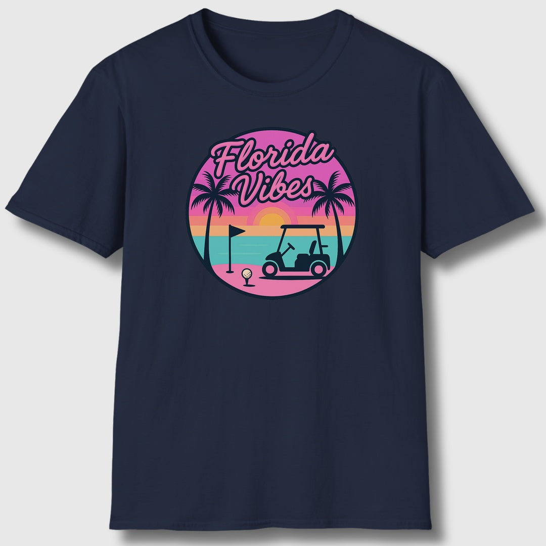 Golf Vibes - Florida Sunshine Edition - Adult Golf T-Shirt in Navy