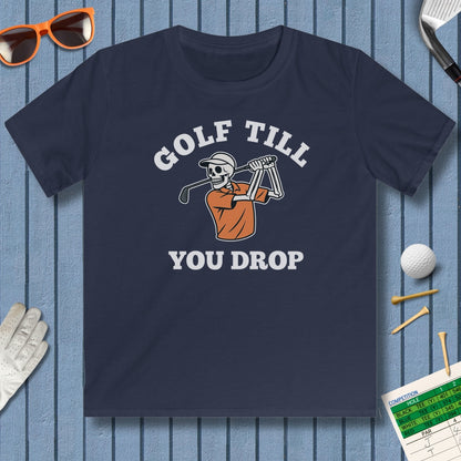 Golf Till You Drop - Youth Golf T-Shirt in Navy