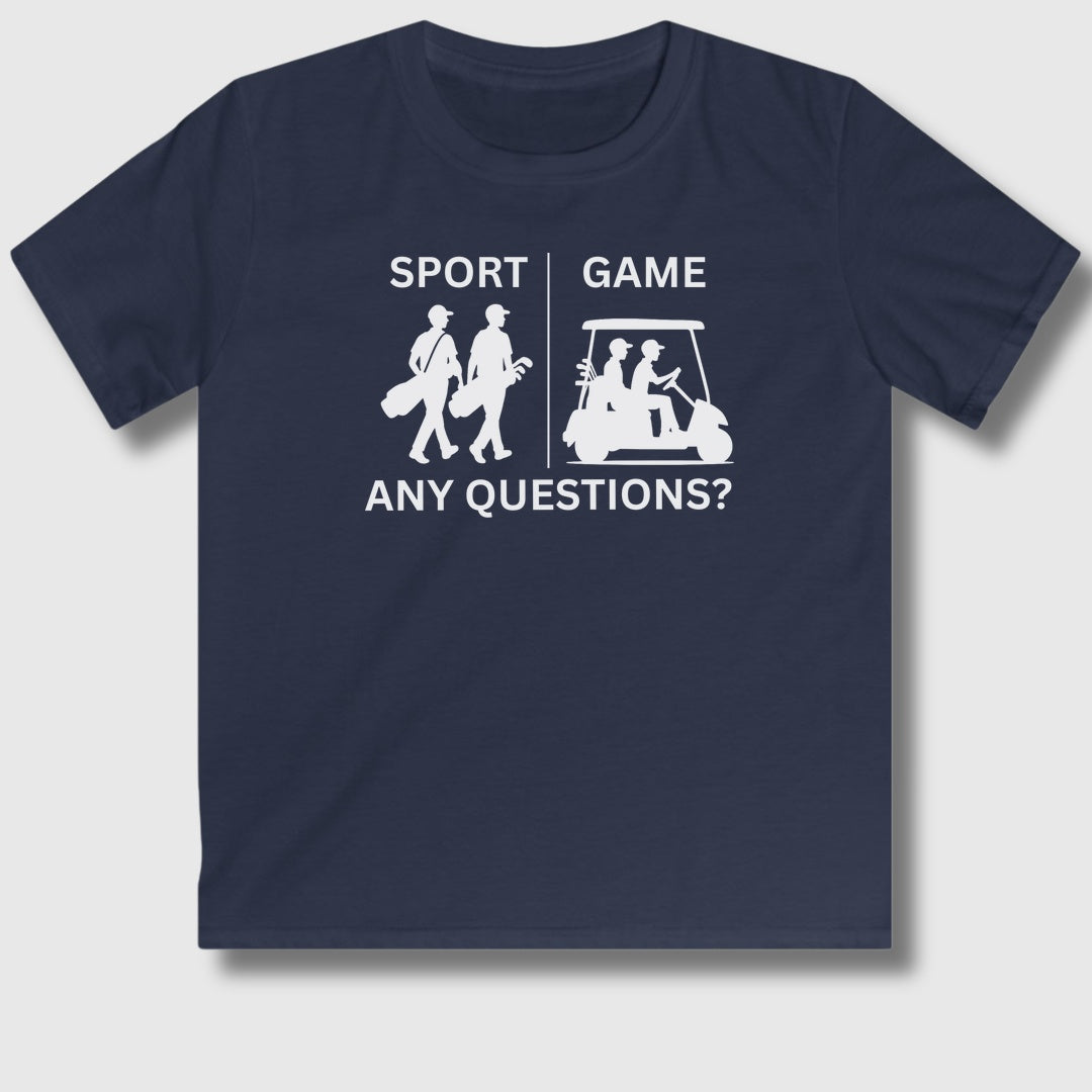 SPORT vs. GAME (Male) - Youth Golf T-Shirt in Navy