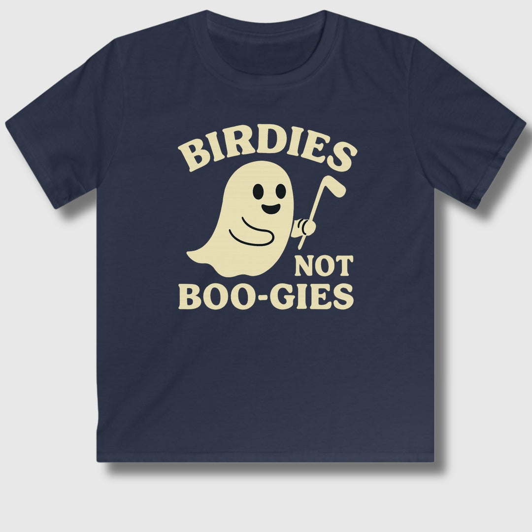 Birdies not BOO-GIES - Youth Golf T-Shirt in Navy