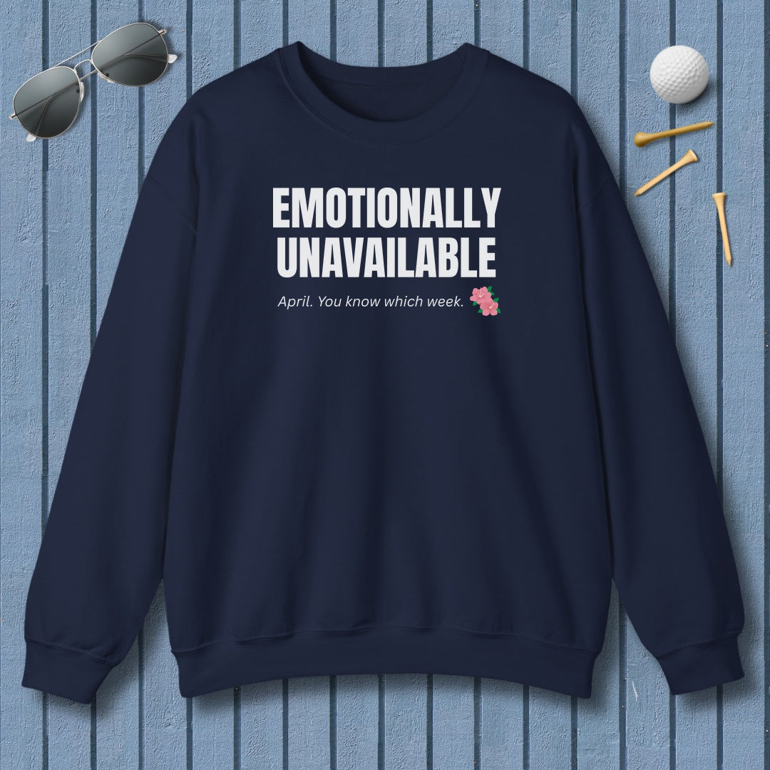 Emotionally Unavailable - Adult Golf Sweatshirt in Navy