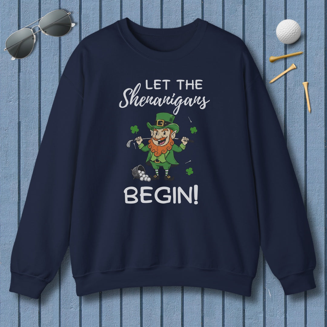 Let The Shenanigans Begin - Adult Golf Sweatshirt in Navy