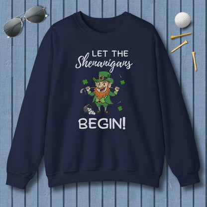 Let The Shenanigans Begin - Adult Golf Sweatshirt in Navy