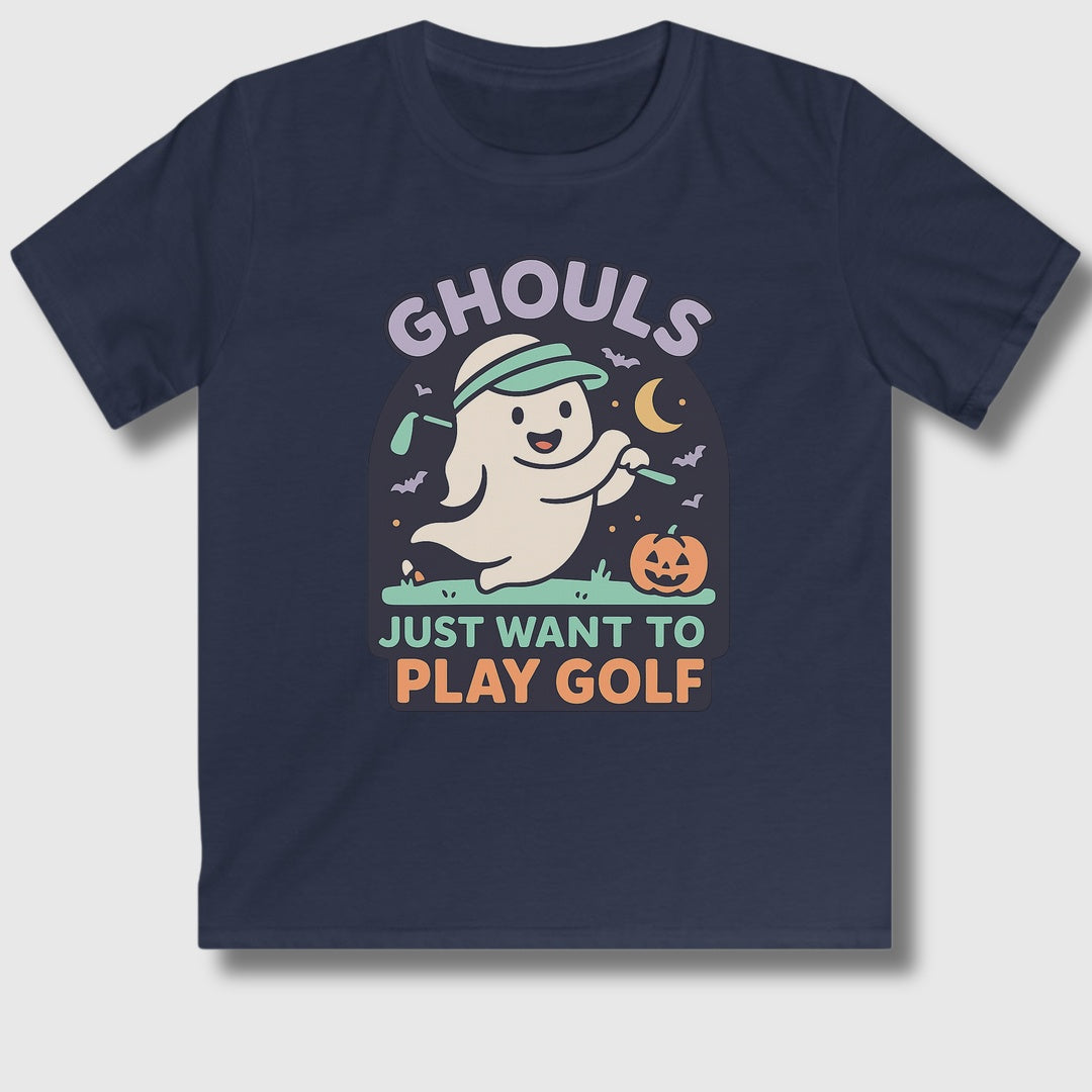Ghouls Just Wanna Play Golf - Youth Golf T-Shirt in Navy