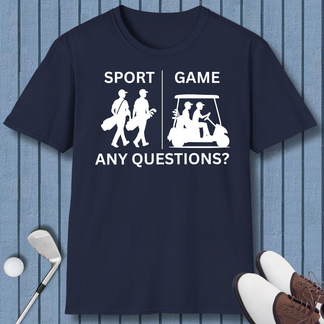 SPORT vs. GAME - Male in Navy, great for casual wear. Find more fun golf focused products at oneforetheages.com