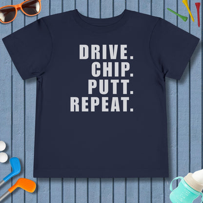 DRIVE CHIP PUTT REPEAT - Toddler Golf T-Shirt in Navy
