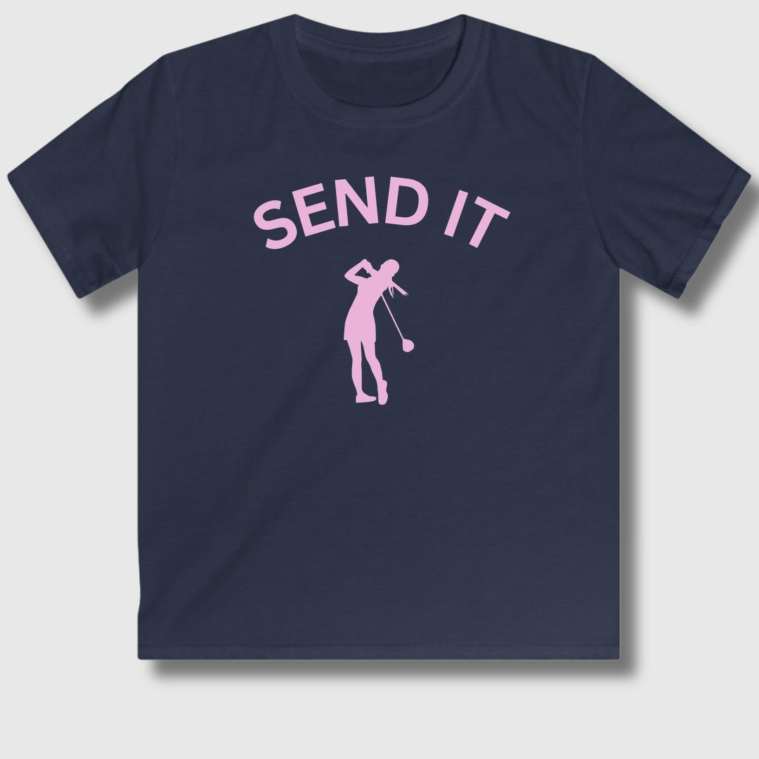 SEND IT (Female) - Youth Golf T-Shirt in Navy