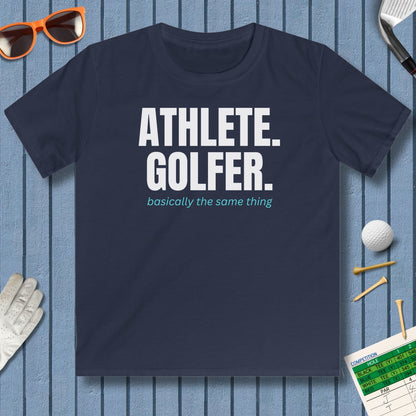 Athlete. Golfer. Basically the Same Thing - Youth Golf T-Shirt in Navy