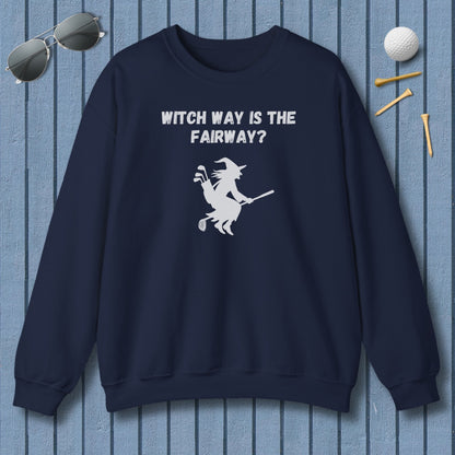 Witch Way is the Fairway - Adult Golf Sweatshirt in Navy