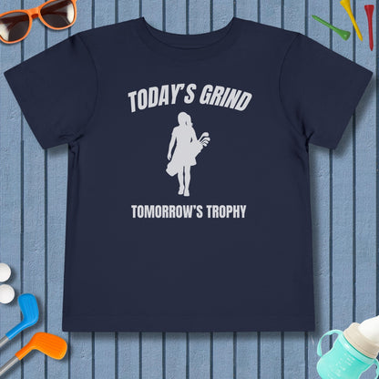 Today's Grind - Tomorrow's Trophy (female) - Toddler Golf T-Shirt in Navy