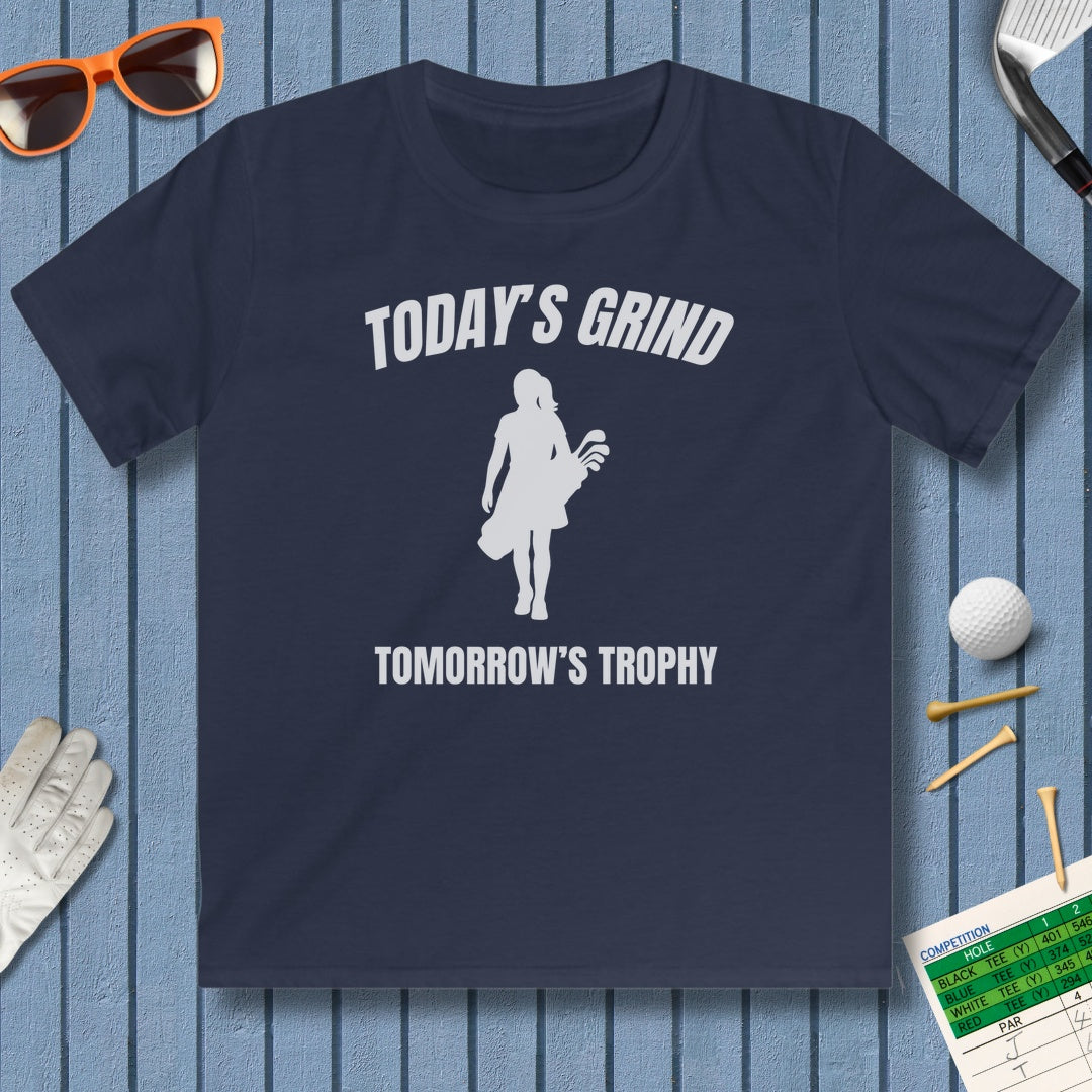 Today's Grind - Tomorrow's Trophy (female) - Youth Golf T-Shirt in Navy