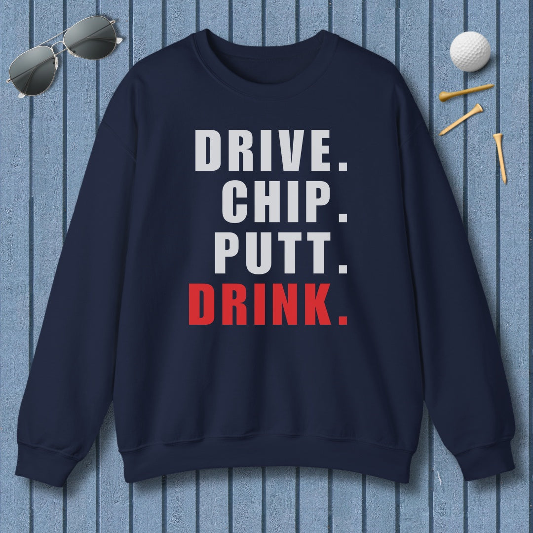 Drive Chip Putt Drink - Adult Golf Sweatshirt in Navy