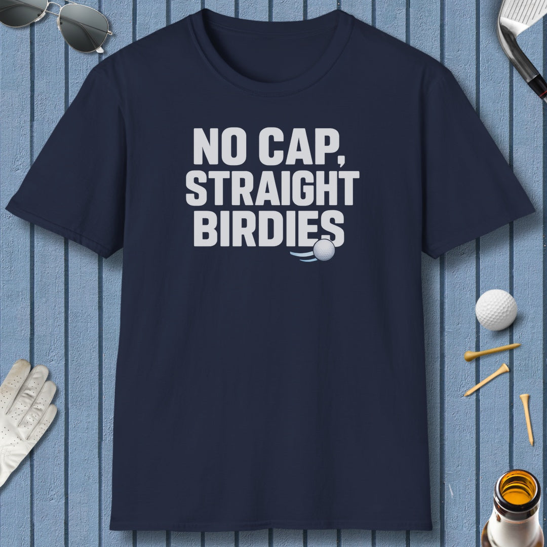NO CAP, STRAIGHT BIRDIES - Adult Golf T-Shirt in Navy