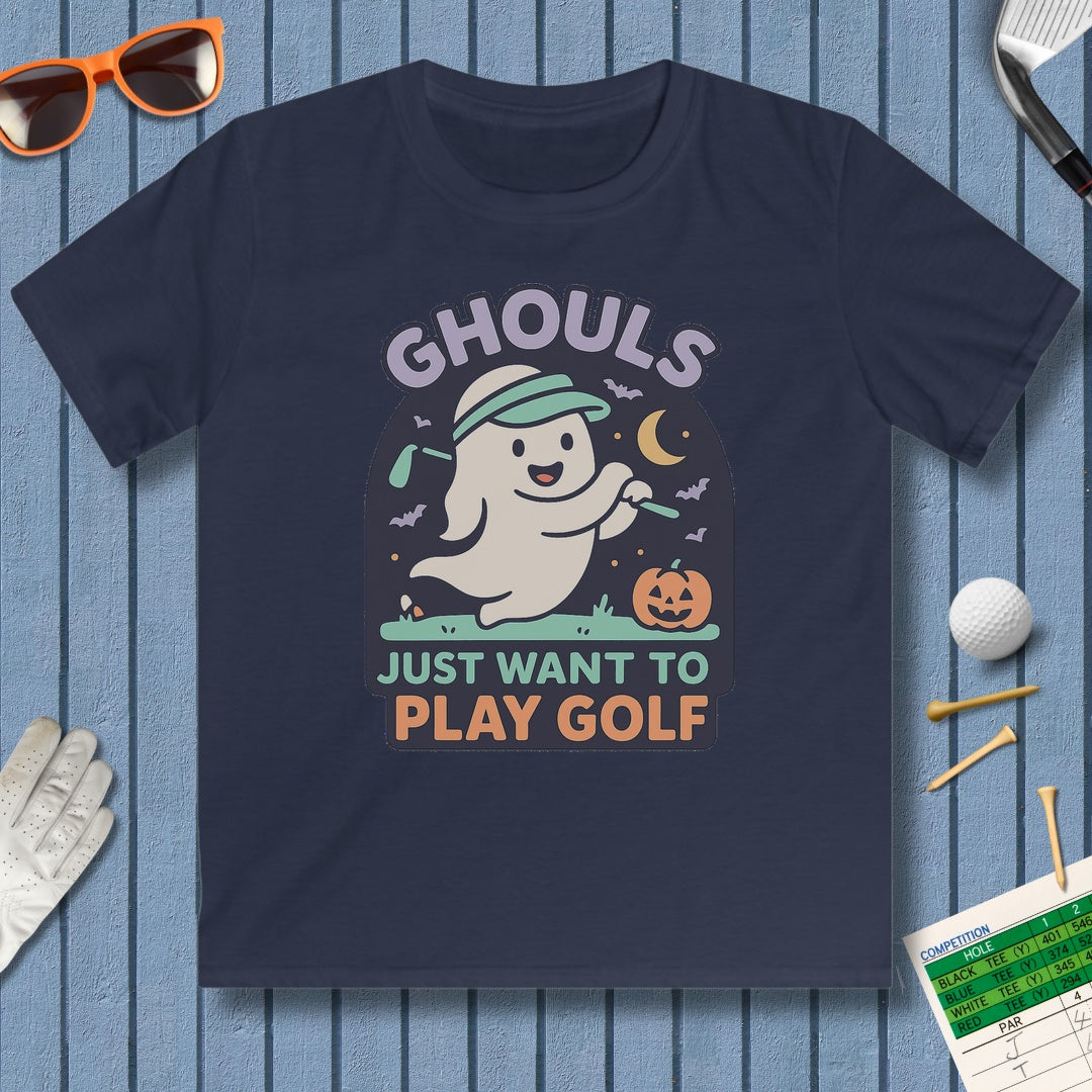 Ghouls Just Wanna Play Golf - Youth Golf T-Shirt in Navy