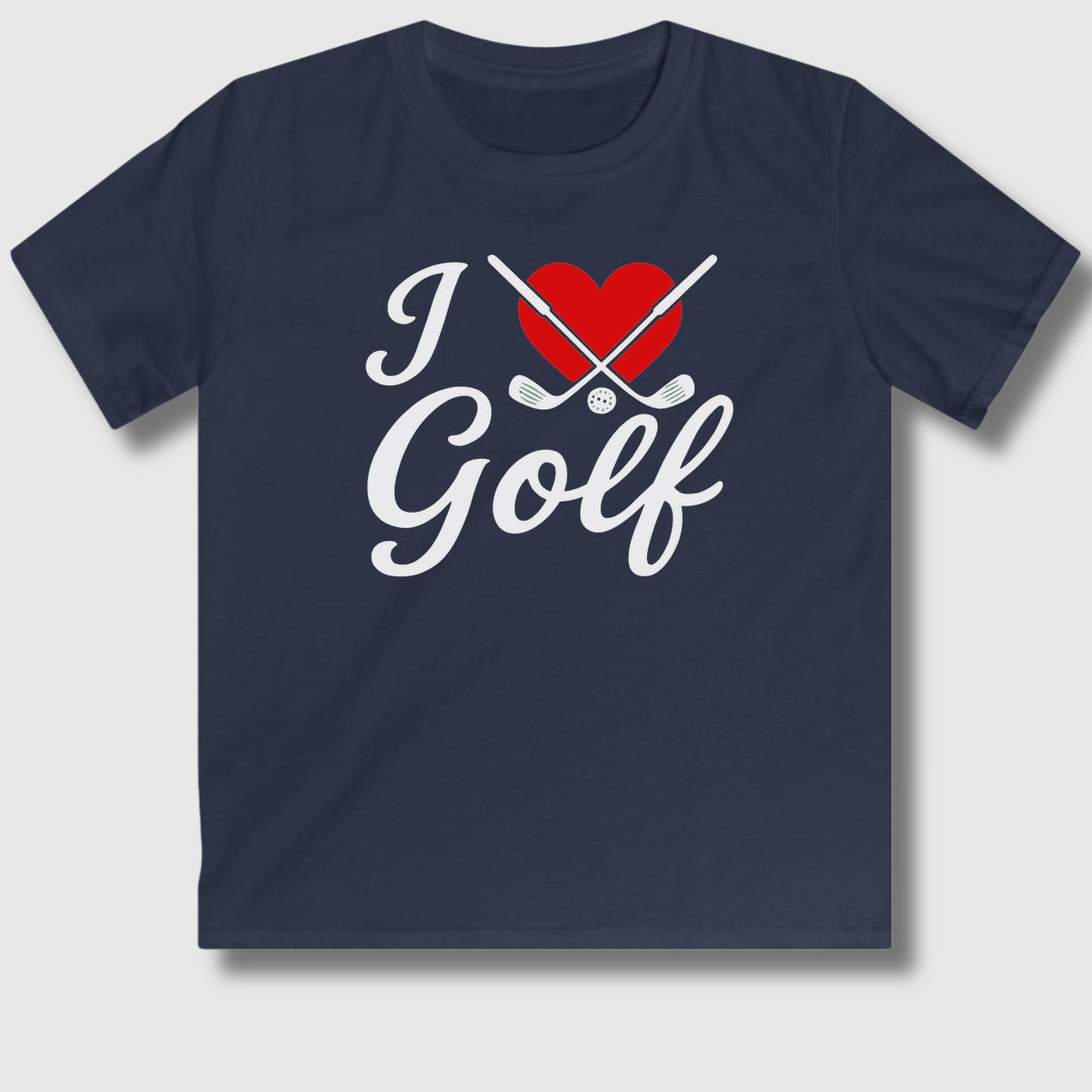 I Love Golf - Youth Golf T-Shirt in Navy