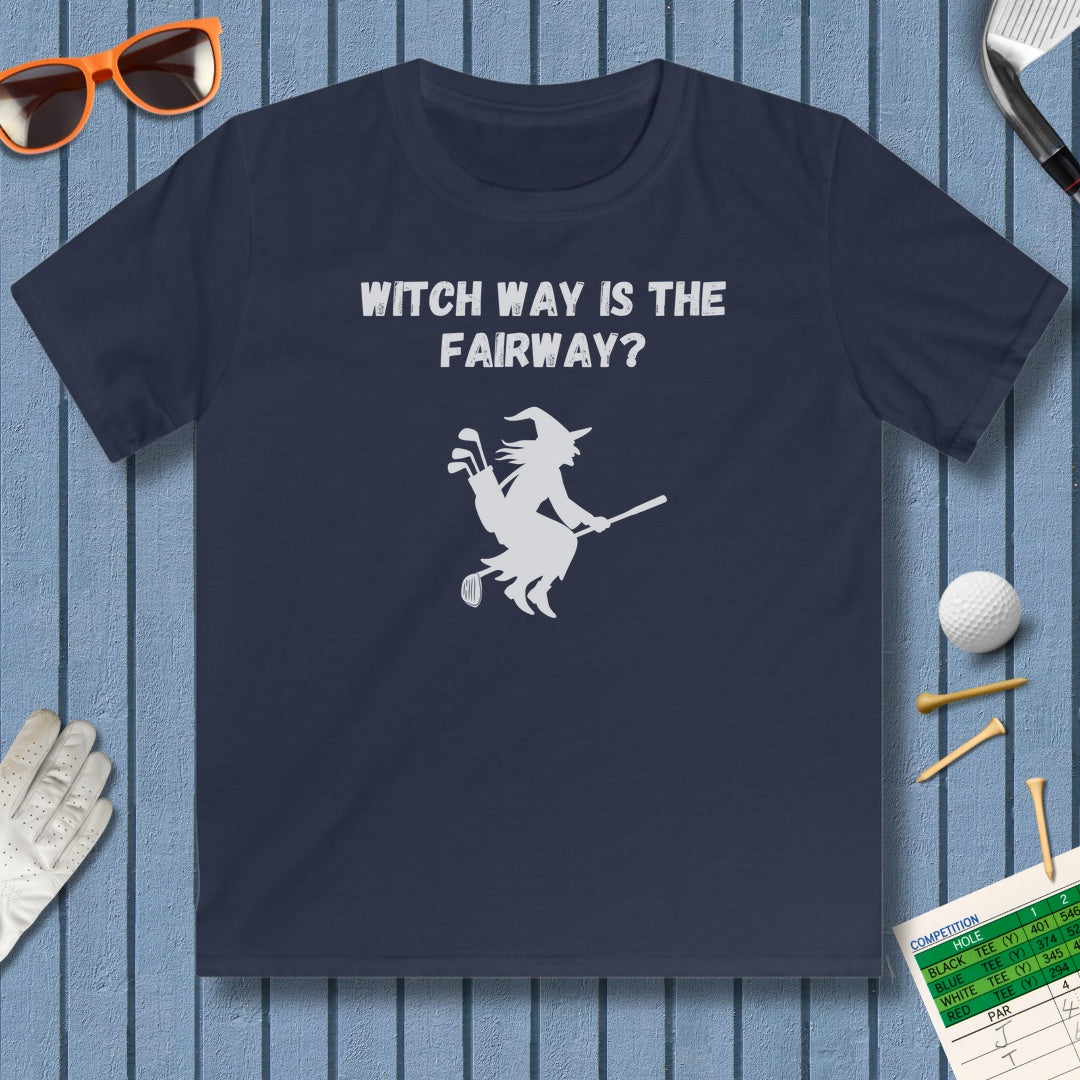 Witch Way is the Fairway - Youth Golf T-Shirt in Navy