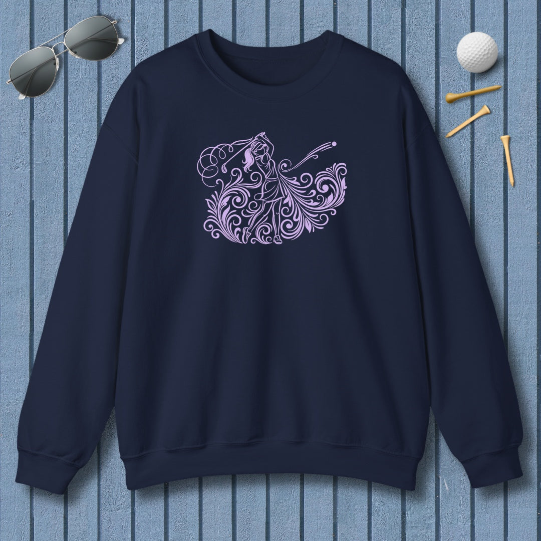 GRACE IN MOTION - Women's Golf Swirl Art - Adult Golf Sweatshirt in Navy