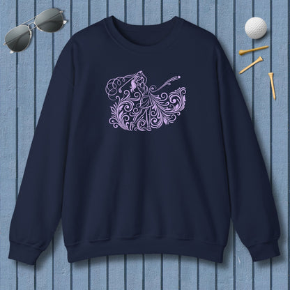 GRACE IN MOTION - Women's Golf Swirl Art - Adult Golf Sweatshirt in Navy