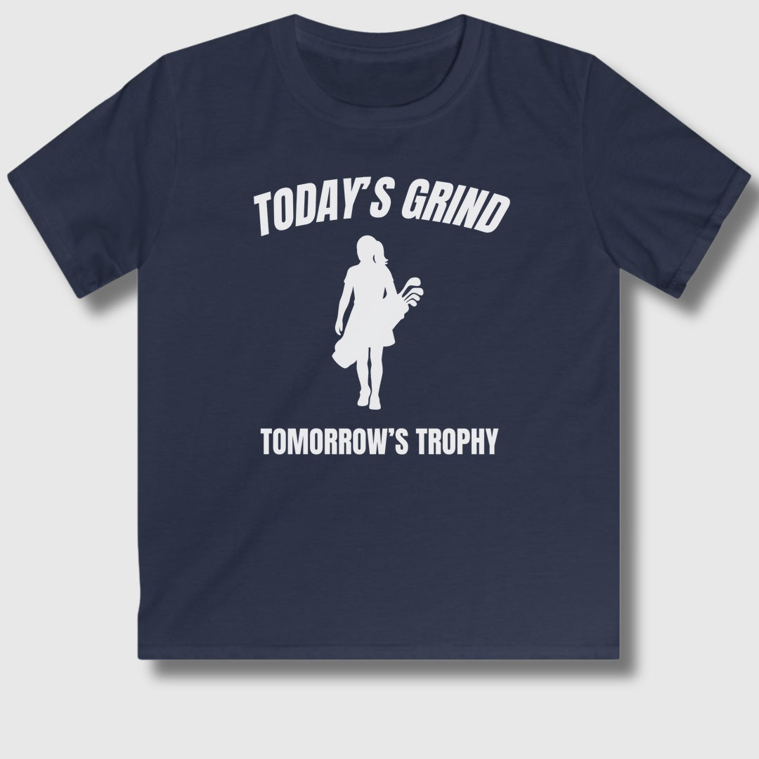 Today's Grind - Tomorrow's Trophy (female) - Youth Golf T-Shirt in Navy