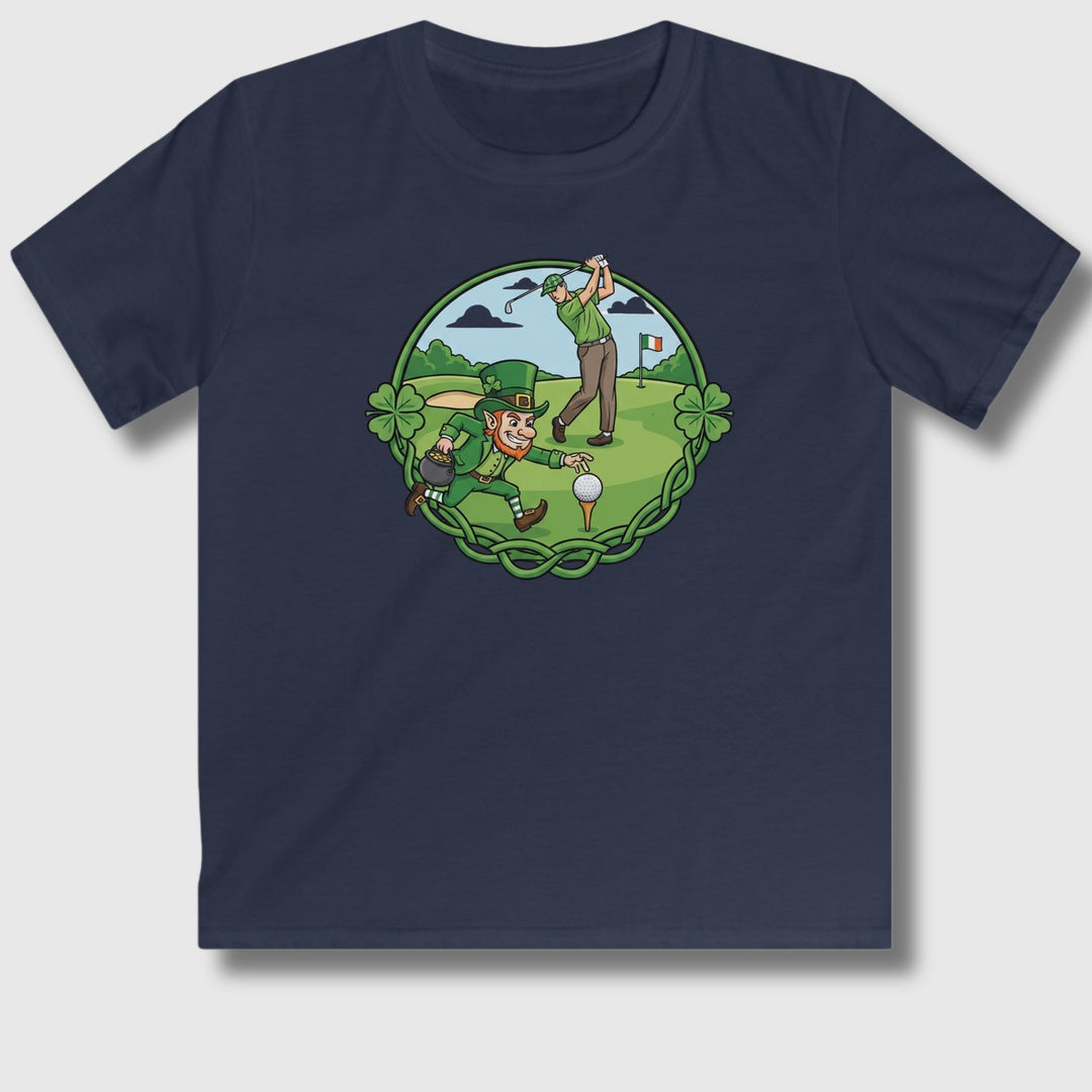 The Leprechaun Stole My Ball! - Youth Golf T-Shirt in Navy