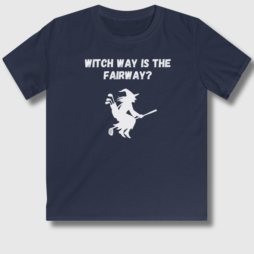Witch Way is the Fairway - Youth Golf T-Shirt in Navy