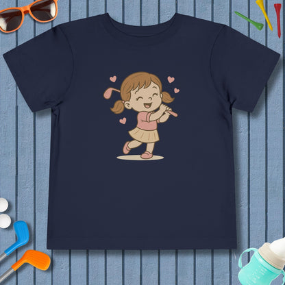 Happy Golfer Girl - Toddler Golf T-Shirt in Navy