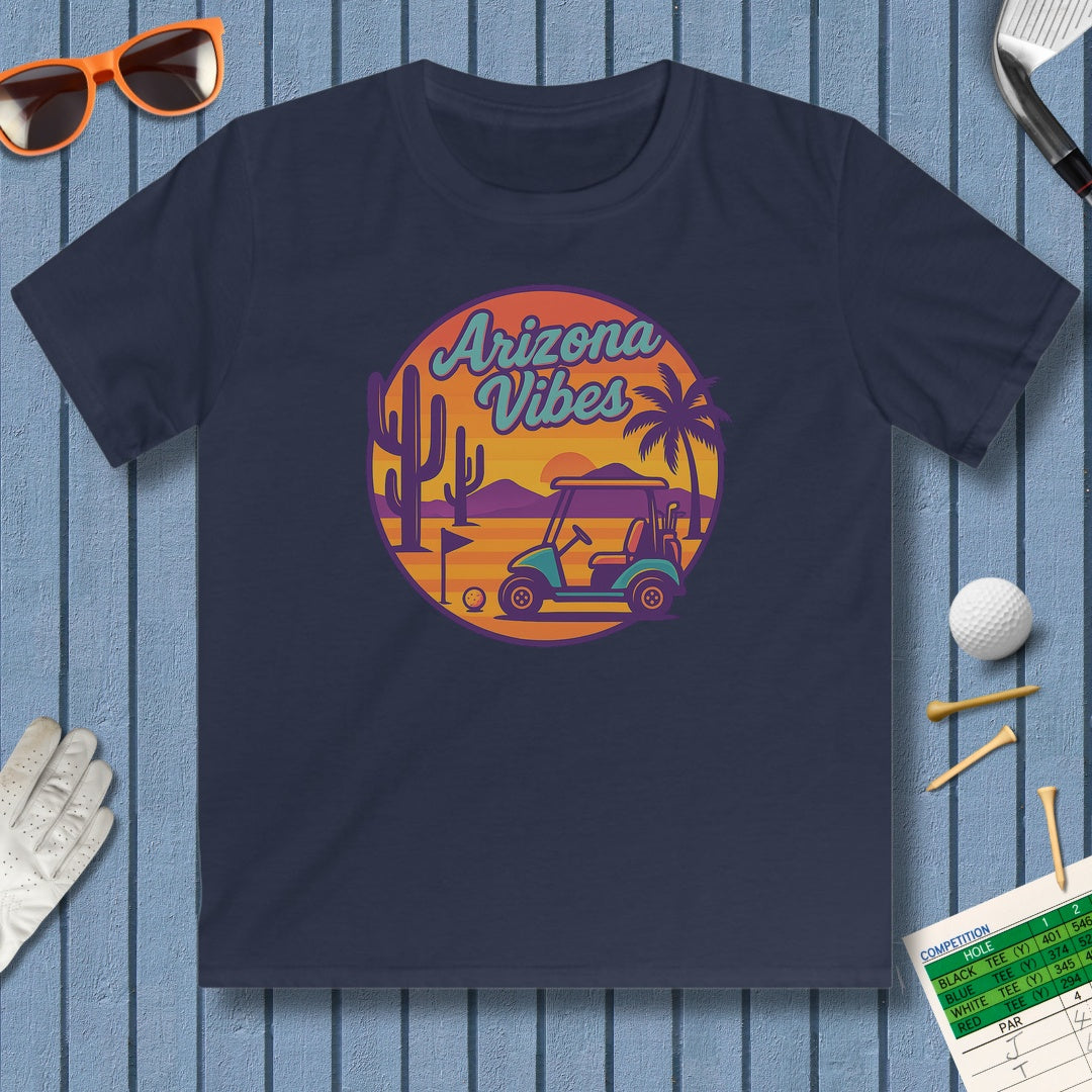 Golf Vibes - Arizona - Desert Edition Golf Destination - Youth Golf T-Shirt in Navy