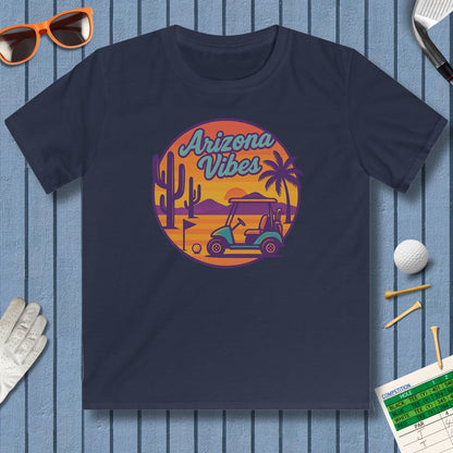 Golf Vibes - Arizona - Desert Edition Golf Destination - Youth Golf T-Shirt in Navy