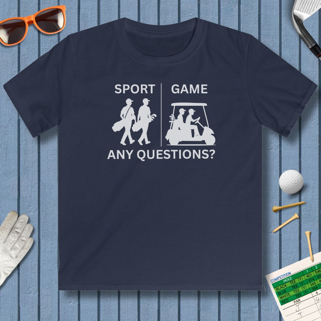 SPORT vs. GAME (Male) - Youth Golf T-Shirt in Navy