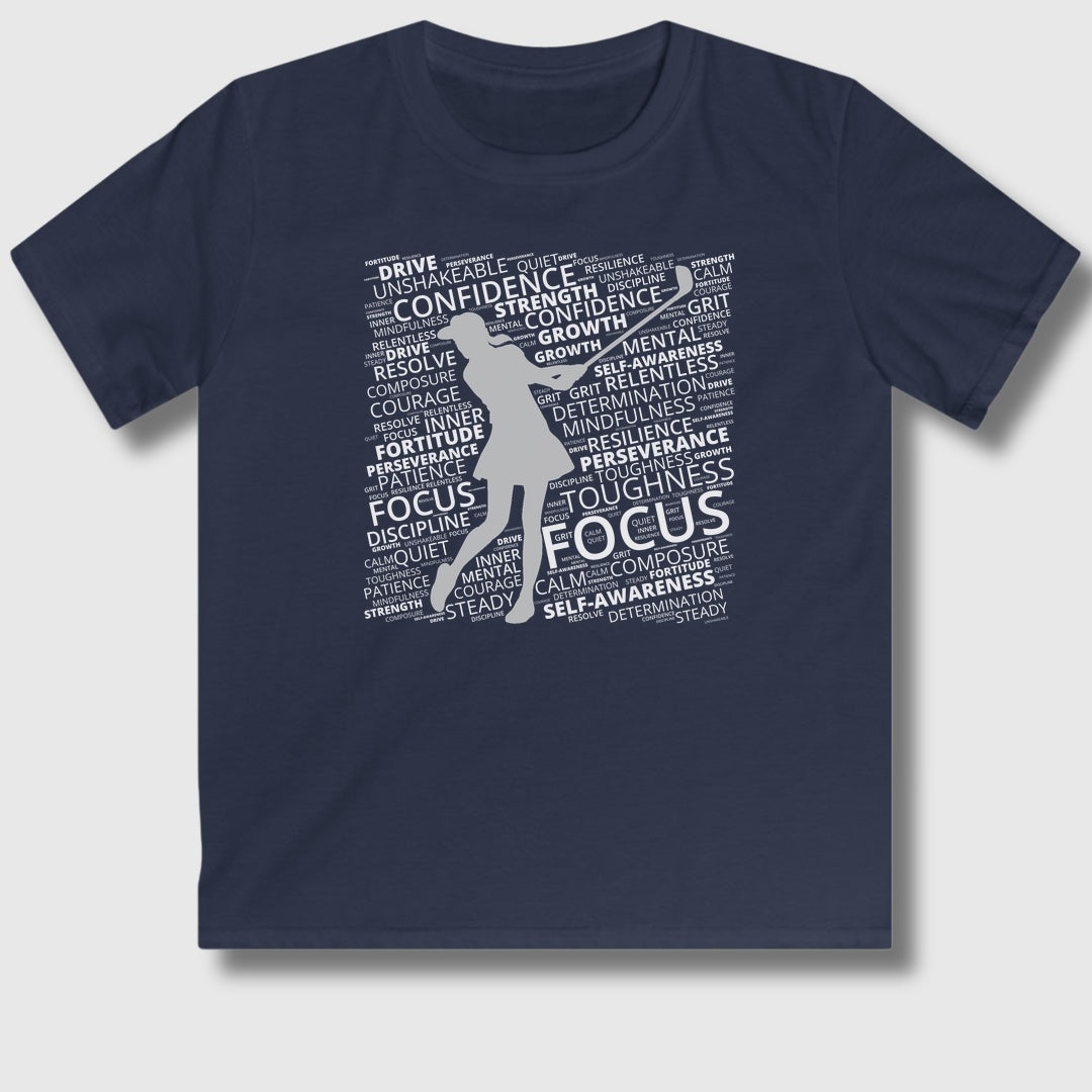 Unleash Your Mental Game (Female) - Youth Golf T-Shirt in Navy