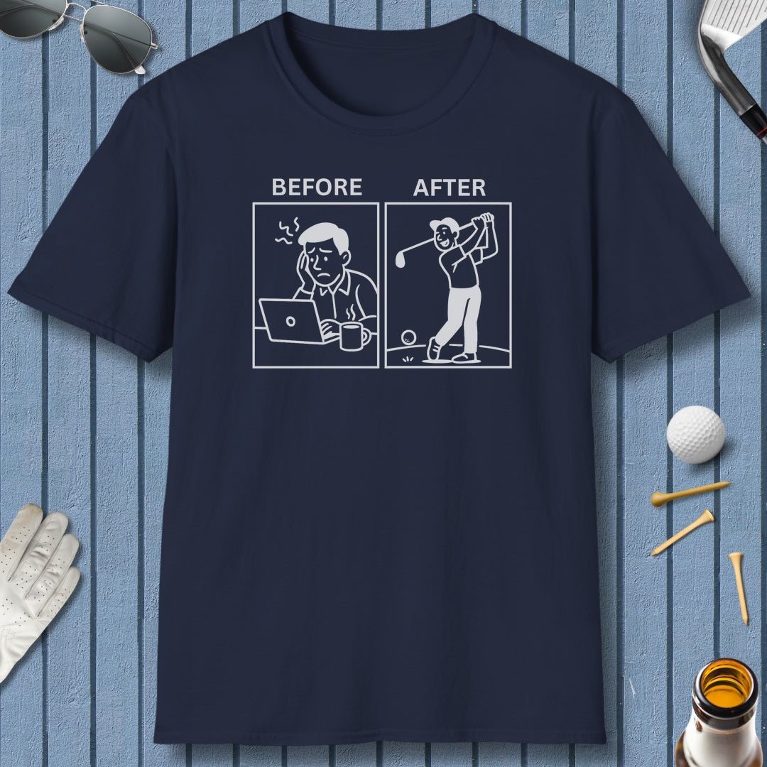 Before & After - Adult Golf T-Shirt in Navy