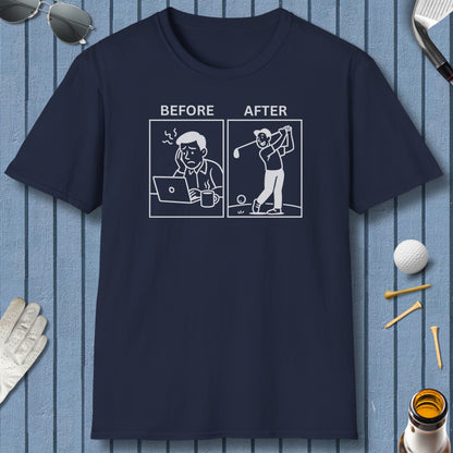 Before & After - Adult Golf T-Shirt in Navy