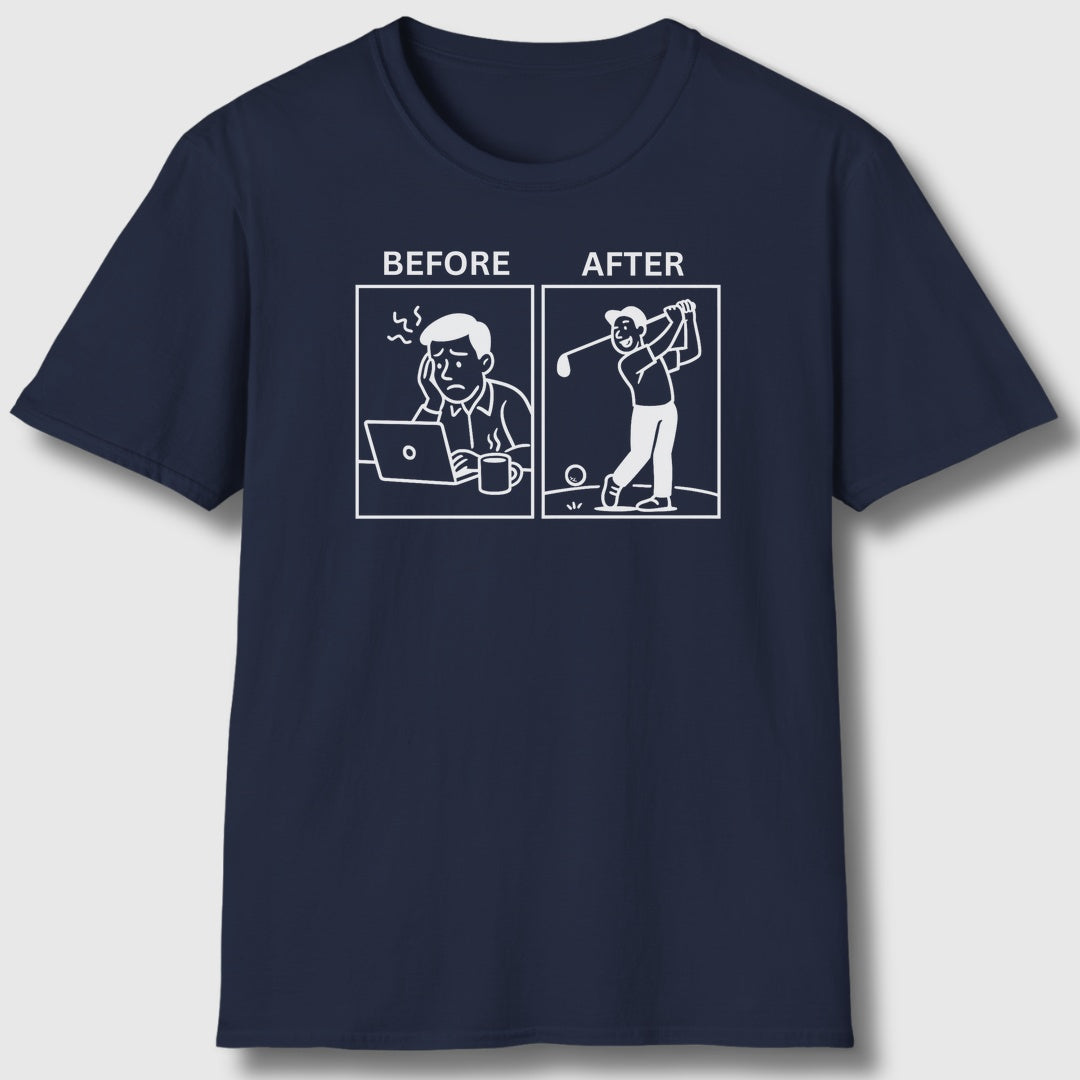 Before & After - Adult Golf T-Shirt in Navy