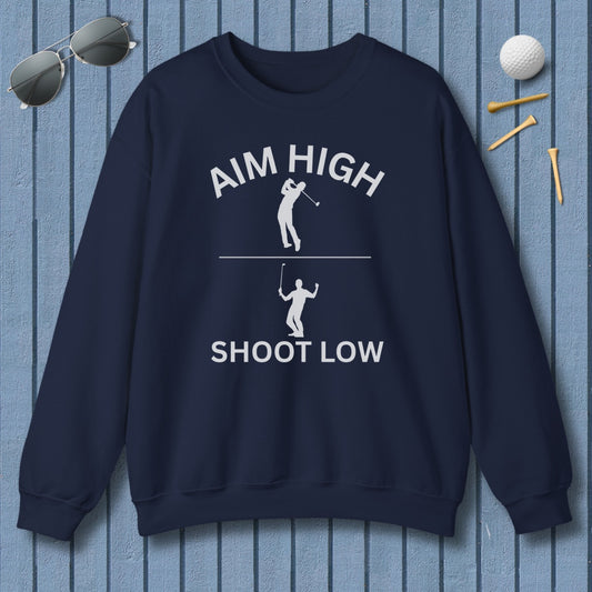 Aim High - Shoot Low (Male) - Adult Golf Sweatshirt in Navy