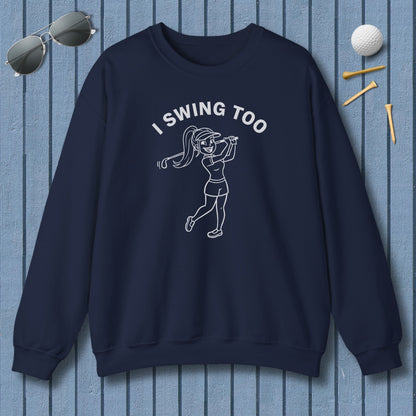 Retro I SWING TOO  - Adult Golf Sweatshirt in Navy