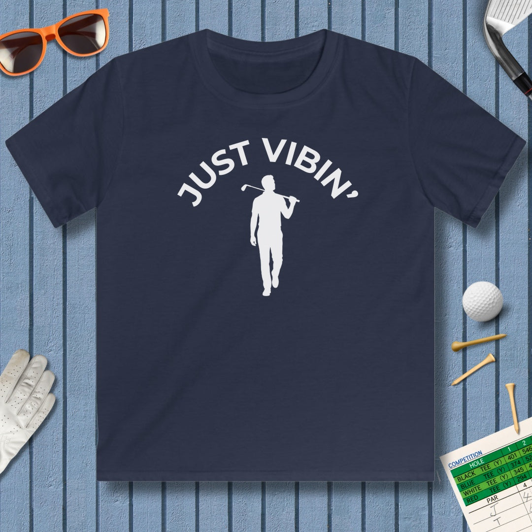 Just Vibin' - Boys - Youth Golf T-Shirt in Navy