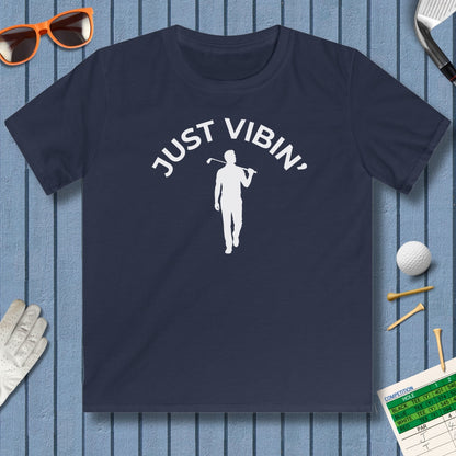 Just Vibin' - Boys - Youth Golf T-Shirt in Navy