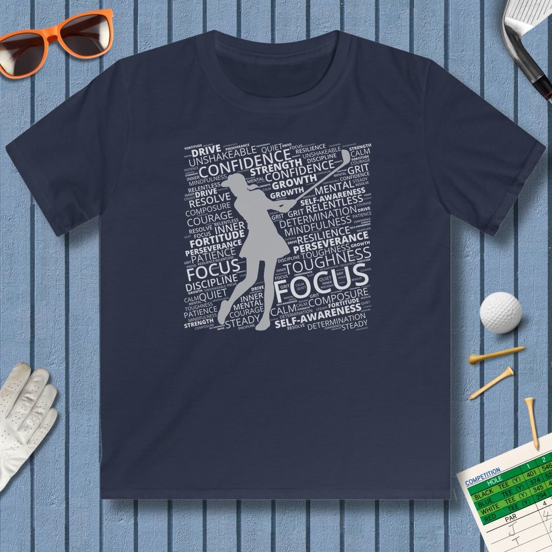 Unleash Your Mental Game (Female) - Youth Golf T-Shirt in Navy