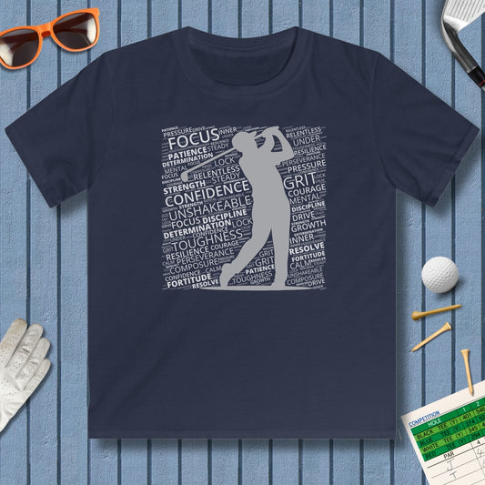 Unleash Your Mental Game (Male) - Youth Golf T-Shirt in Navy