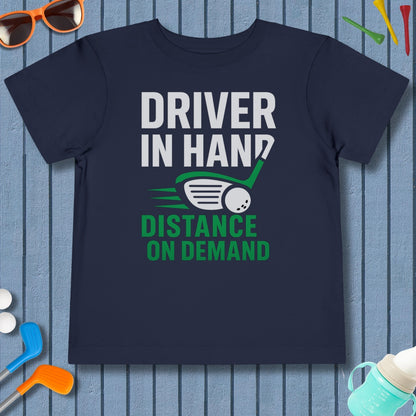 Driver in Hand - Distance on Demand - Toddler Golf T-Shirt in Navy